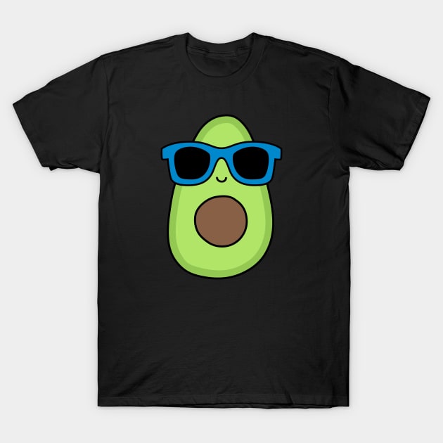 Cool Avocado with Blue Sunglasses T-Shirt by designminds1